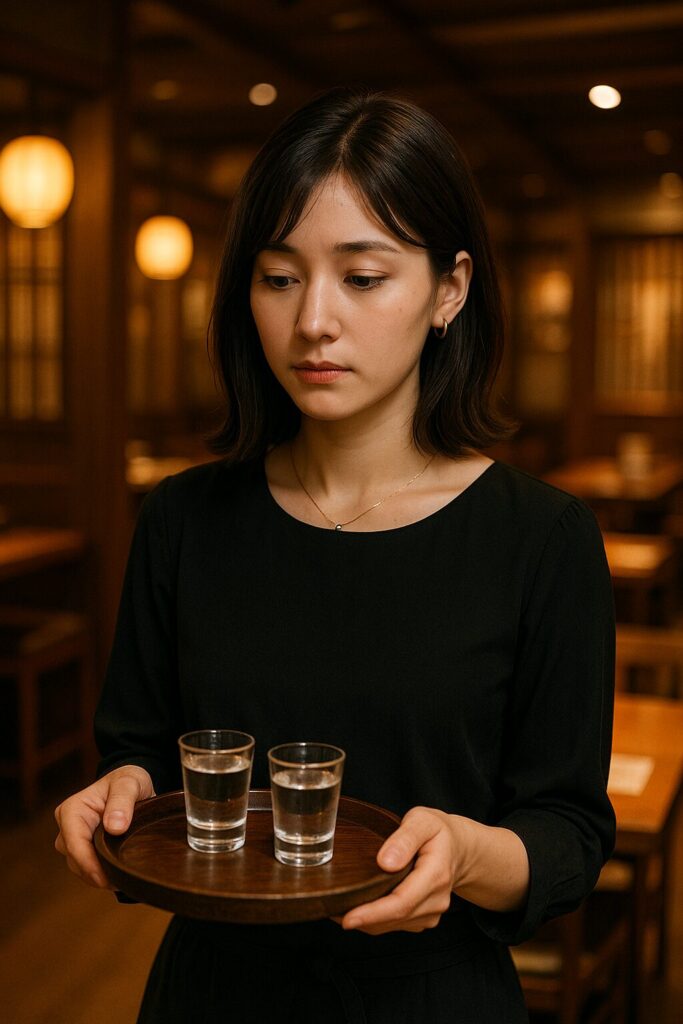 喫茶店で落ち込む女性の画像